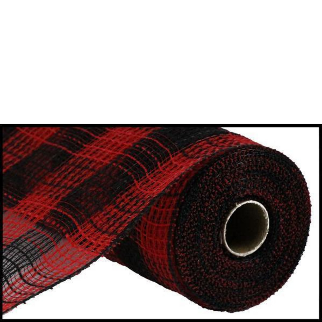 10.5" X 10YD FAUX JUTE/PP SMALL CHECK - Black/Red