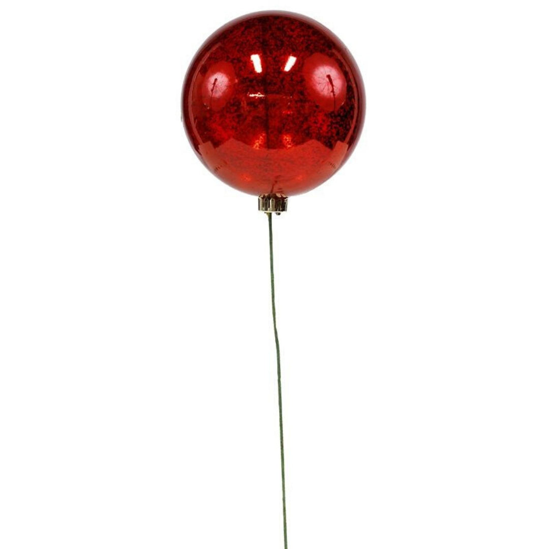 150 MM Antique/Mercury Red Shatterproof Ball/Ornament on pick