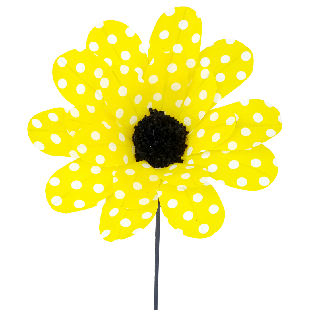 24" Yellow &White Polka Dot Sunflower Spray