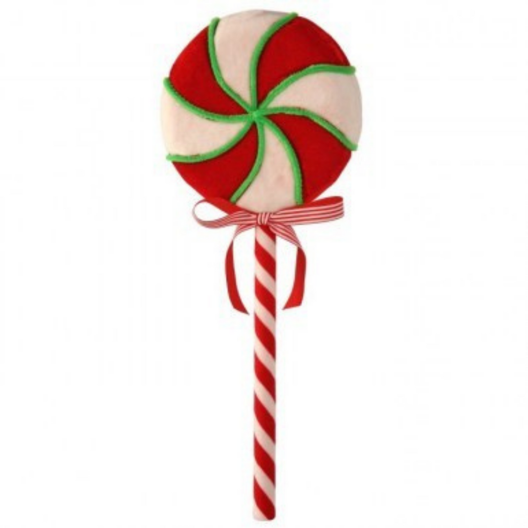 Regency 18" Velvet Peppermint Lollipop in Red/White/Green