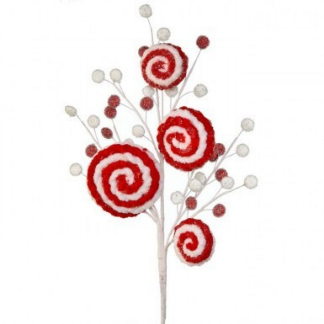 Regency 23 Peppermint Swirl Glitter Candies Spray in Red/White –  DecoratorCrafts
