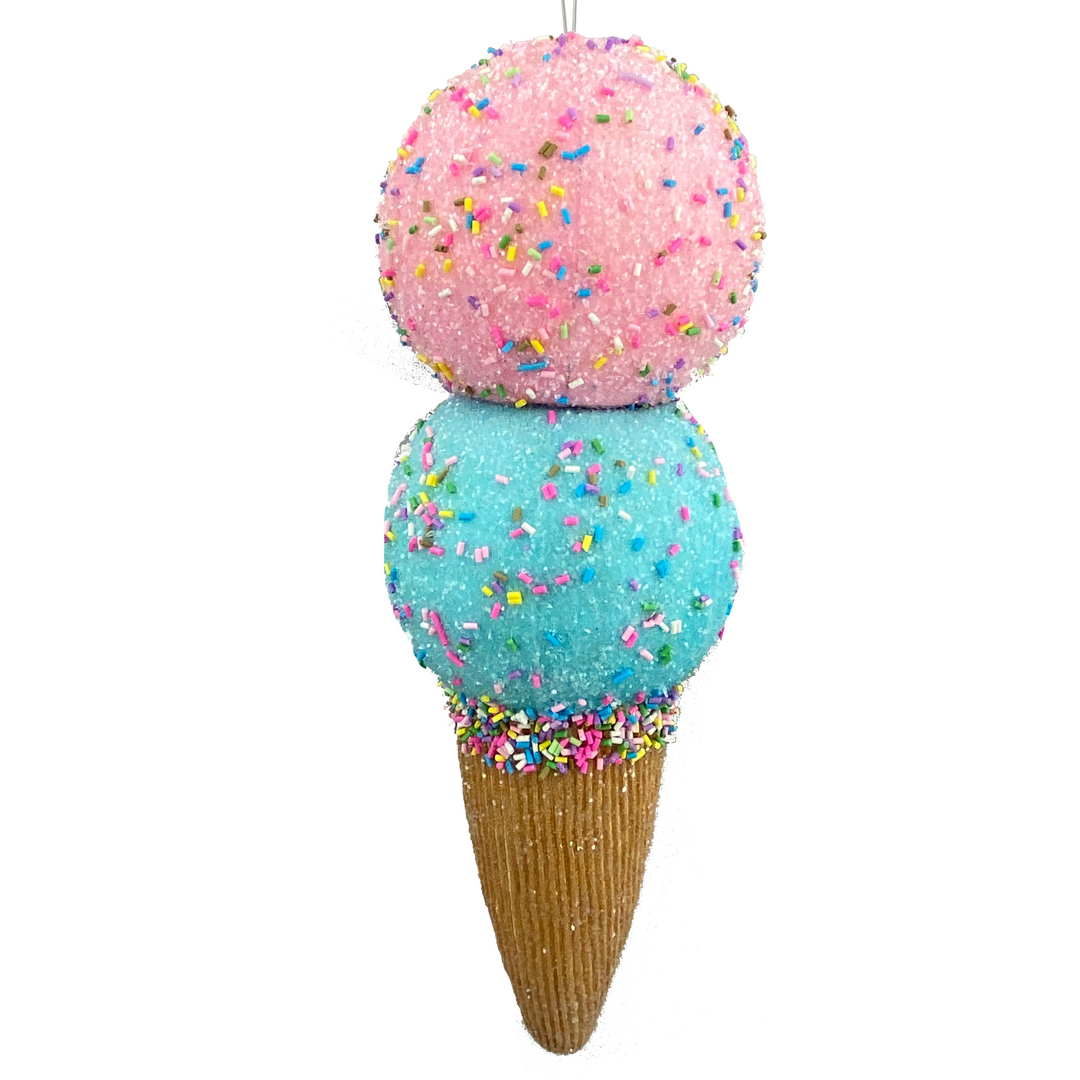 12.5" Pink and Blue Ice Cream Cone with sprinkles