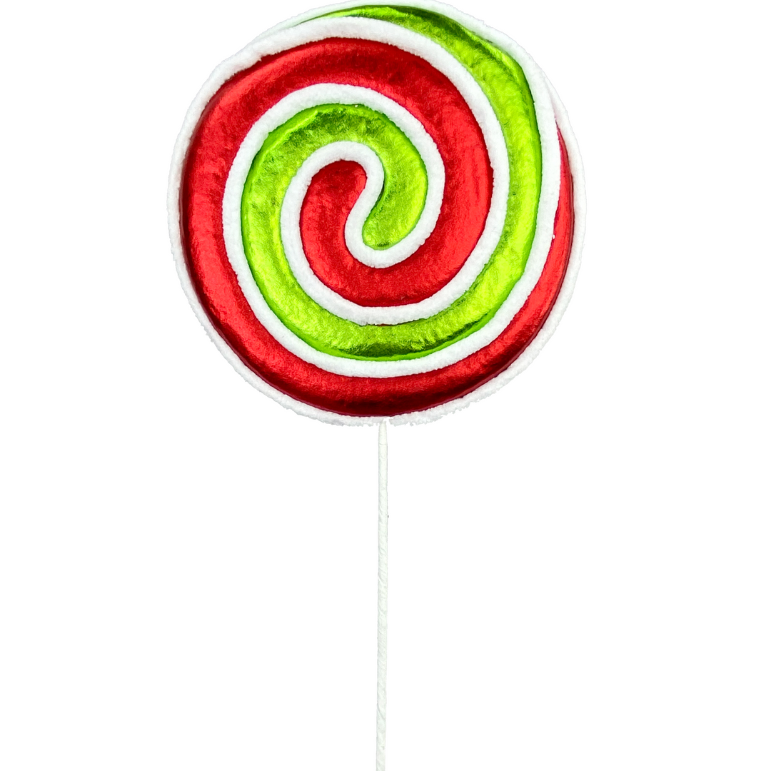 26" Metallic Lollipop in Red/White/Green