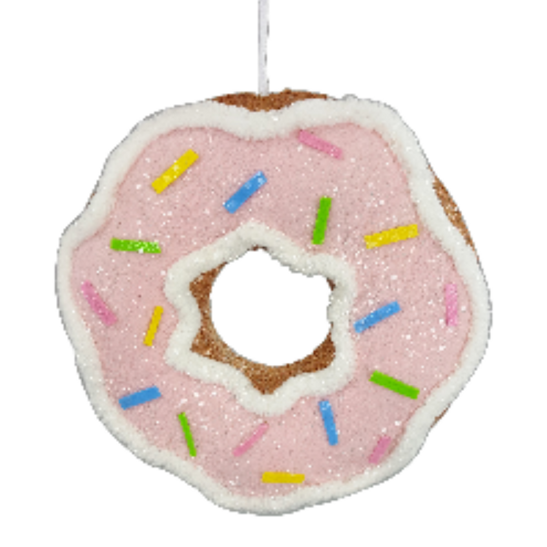 6" Diameter Foam Donut Foam with Pink Icing and yellow/Blue/Green Sprinkles