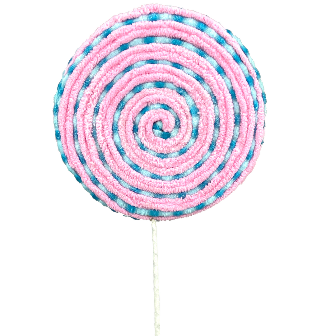 20" Chenille Lollipop Pick in Pink/Blue