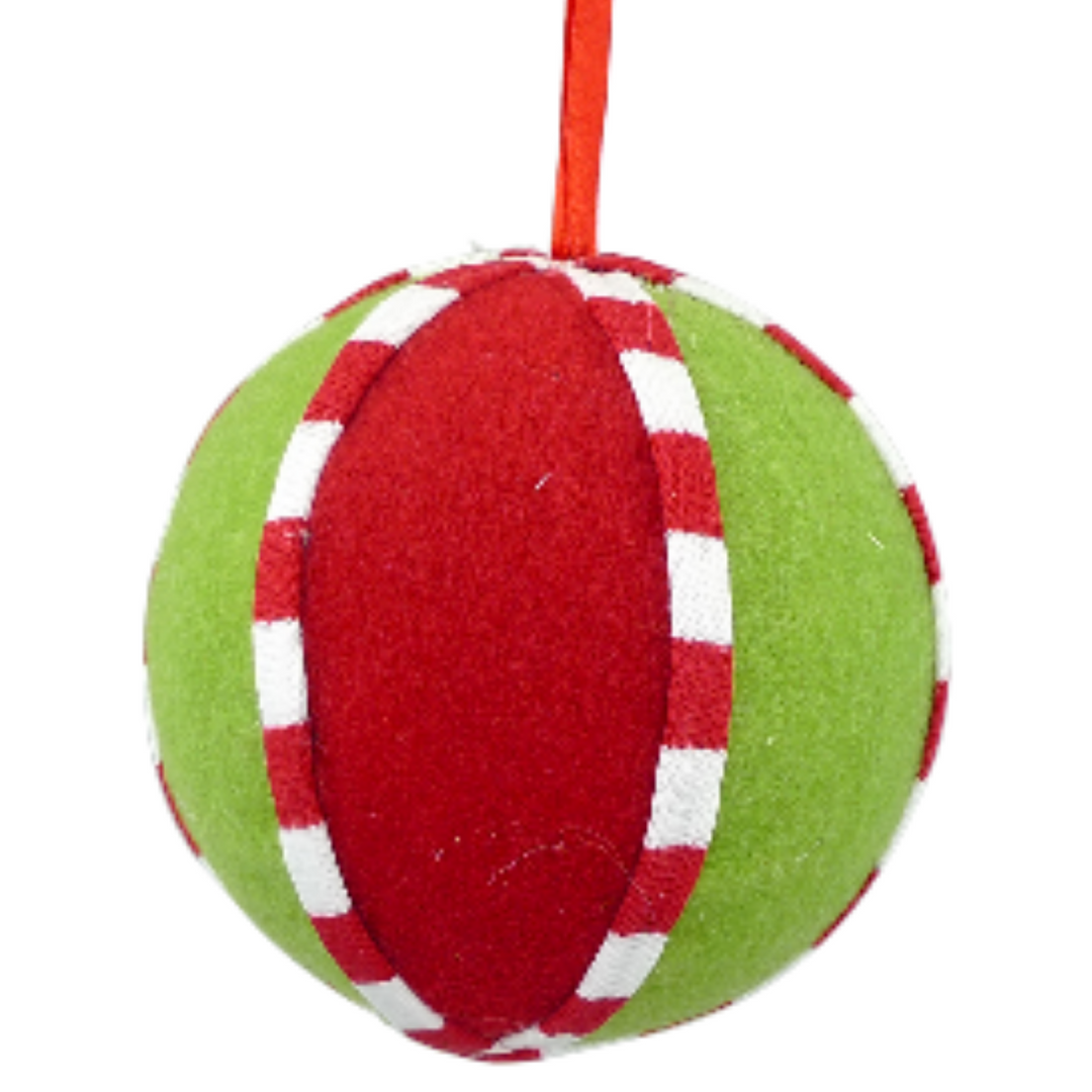 4" Diameter Red/Green/White Felt Ball