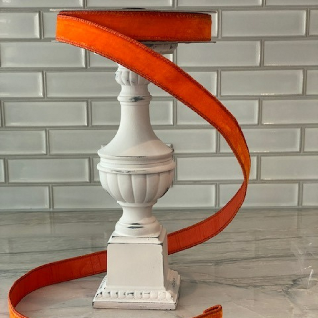 Farrisilk 1" x 10 YD Orange Velvet Luster Wired Ribbon