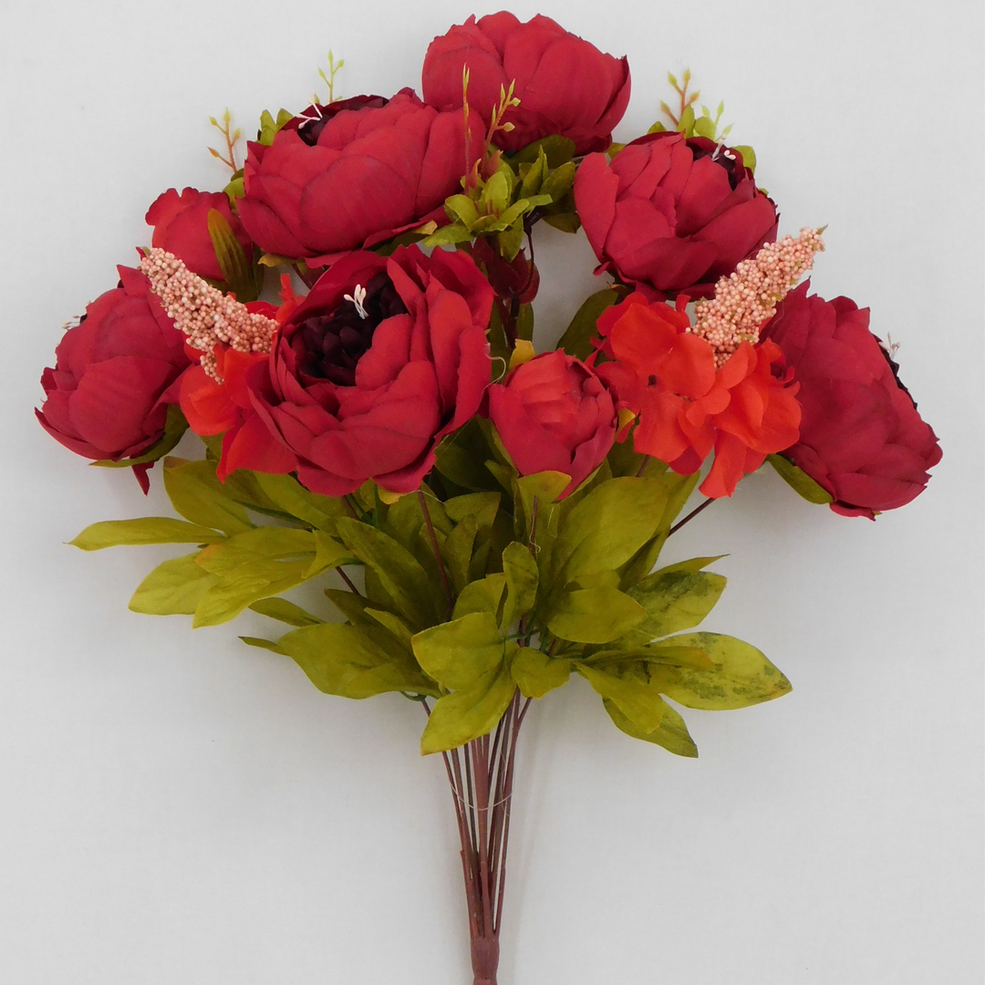 20" Mix Peony Bush x 13 in Red