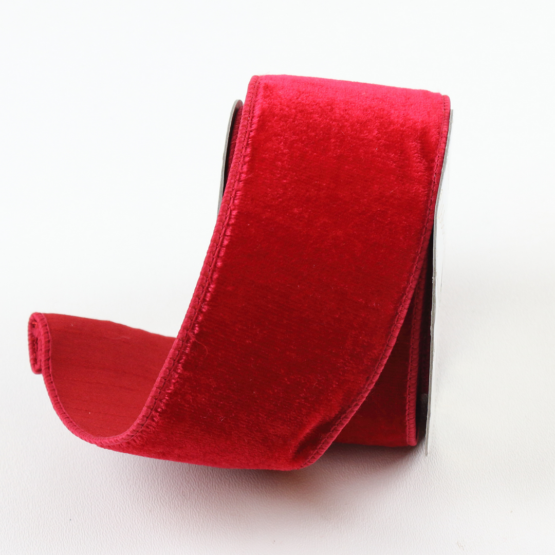 Farrisilk LUXURY 2.5" x 10 YD  Red Velvet Wired Ribbon