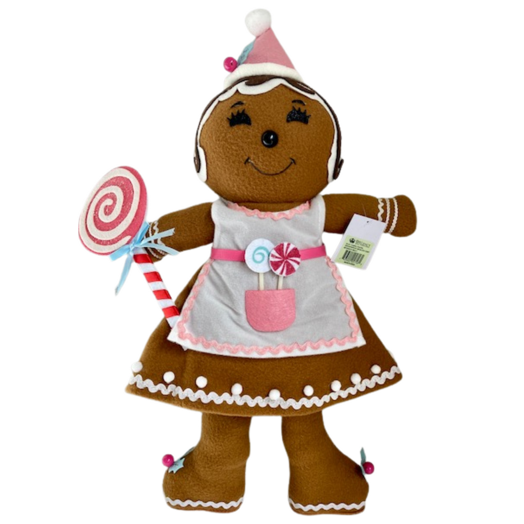 20" Pastel Fabric Standing Gingerbread - Choice of Boy or Girl