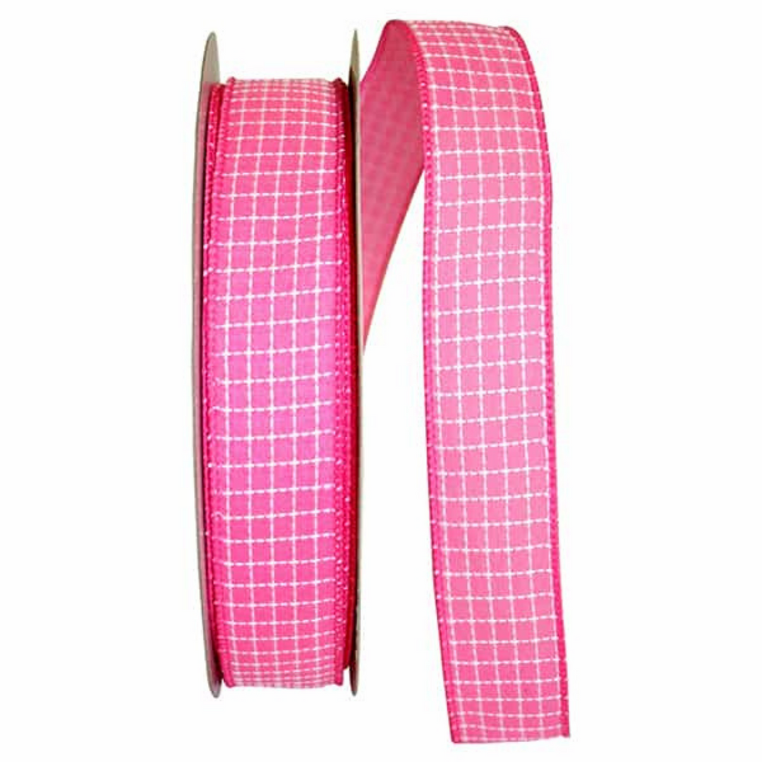 Reliant 1.5" x 50 YD Hot Pink Saddle Stitch Wired Ribbon