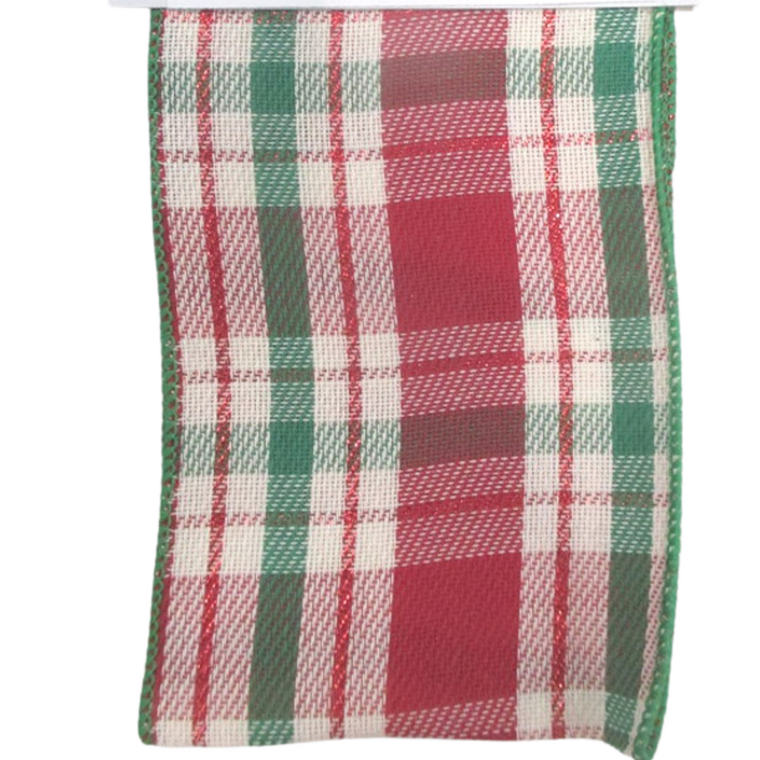 Direct Export LUXURY 4" x 10 YD Plaid in Red/Green Wired Ribbon