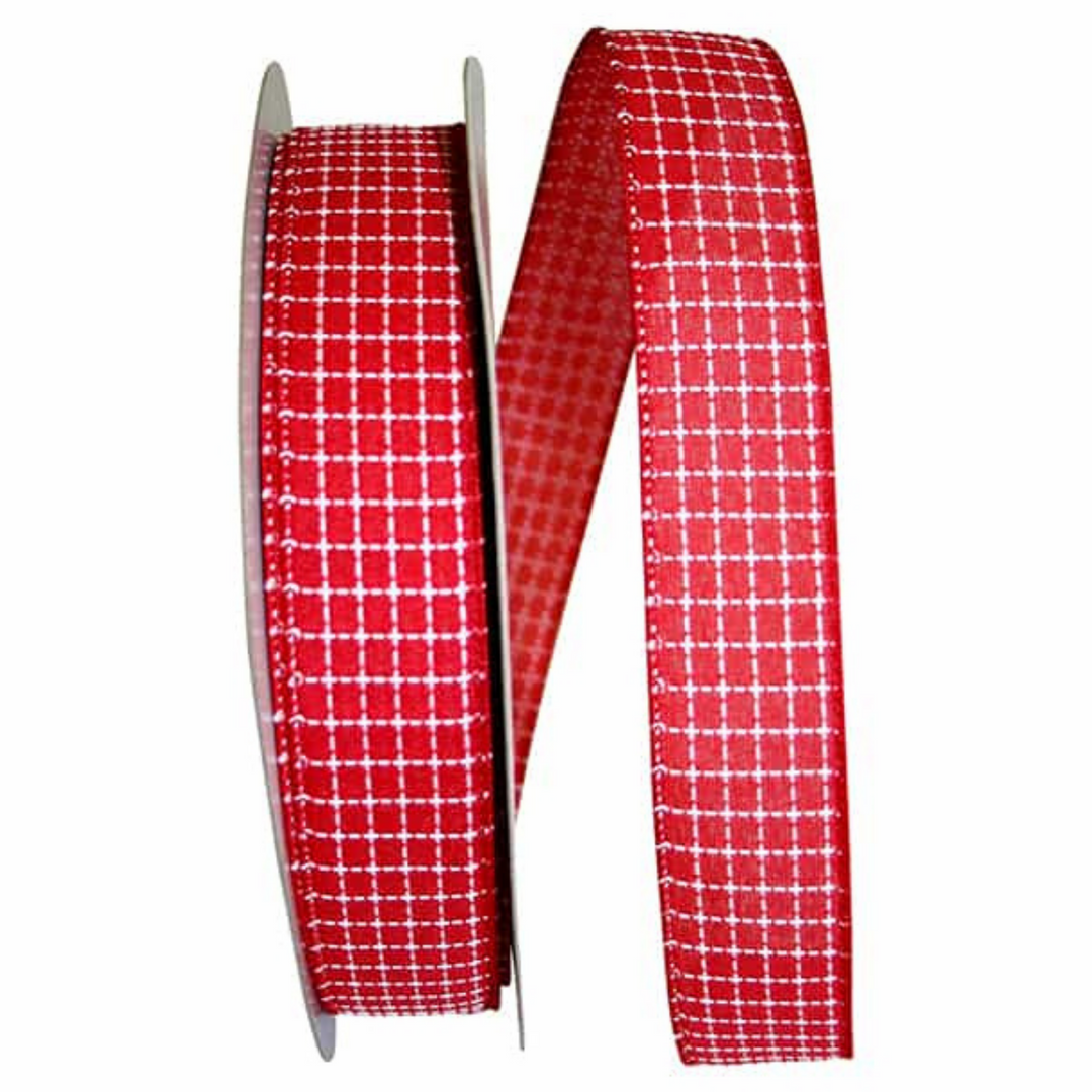 Reliant 1.5" x 50 YD Red Saddle Stitch Wired Ribbon