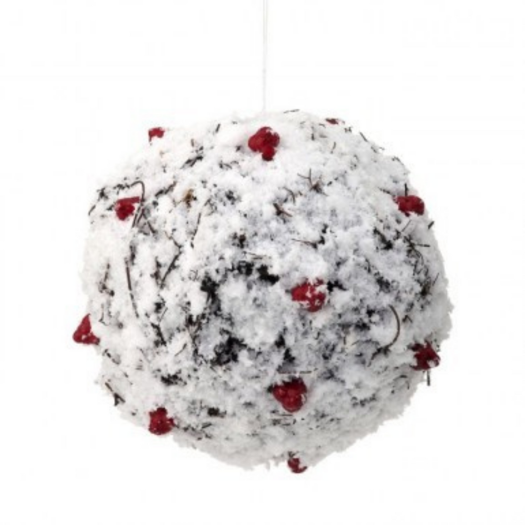 Regency 6" Twig Snowball with Red Berries Ornament in Red/White