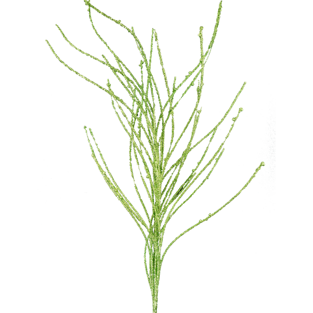 43" Glitter Twig Spray in Green