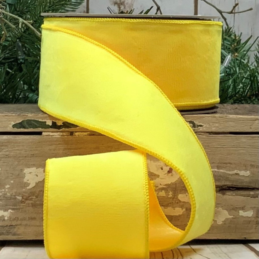 d. stevens 2.5" x 10 YD Yellow Velvet Wired Ribbon