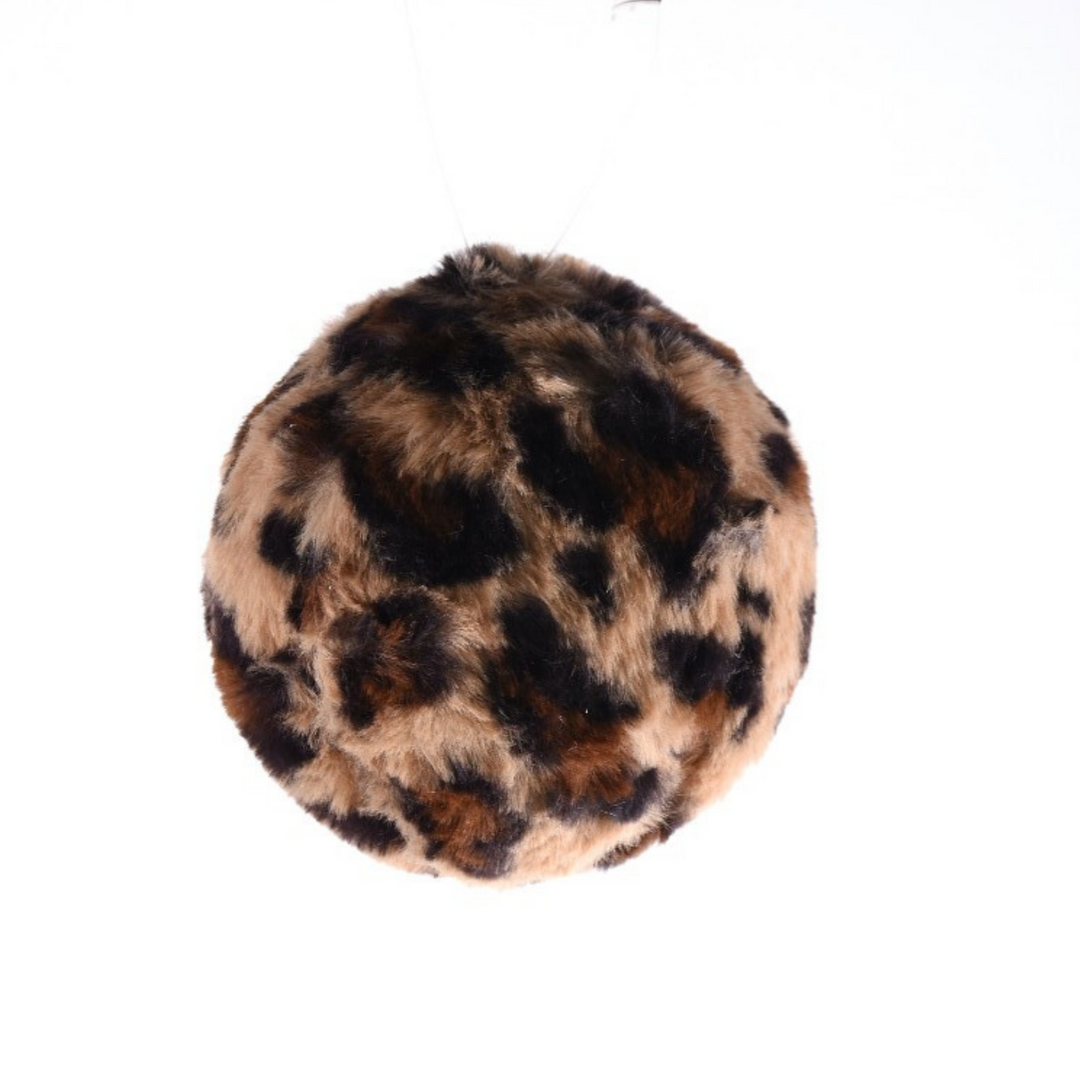 Direct Export 4.5" Animal Print Ball Ornament in Taupe/Brown