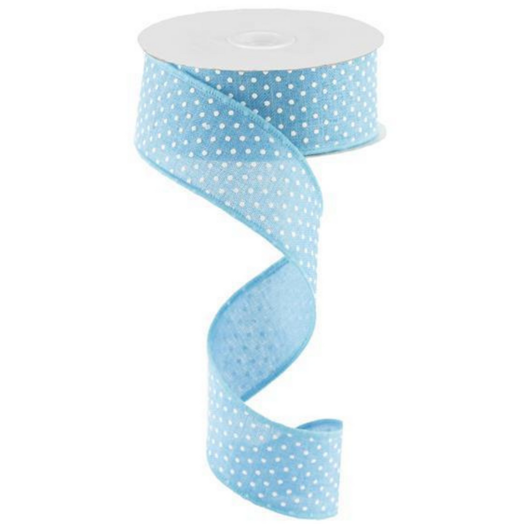 1.5" X 10YD Turquoise RAISED SWISS DOTS ON ROYAL Wired Ribbon