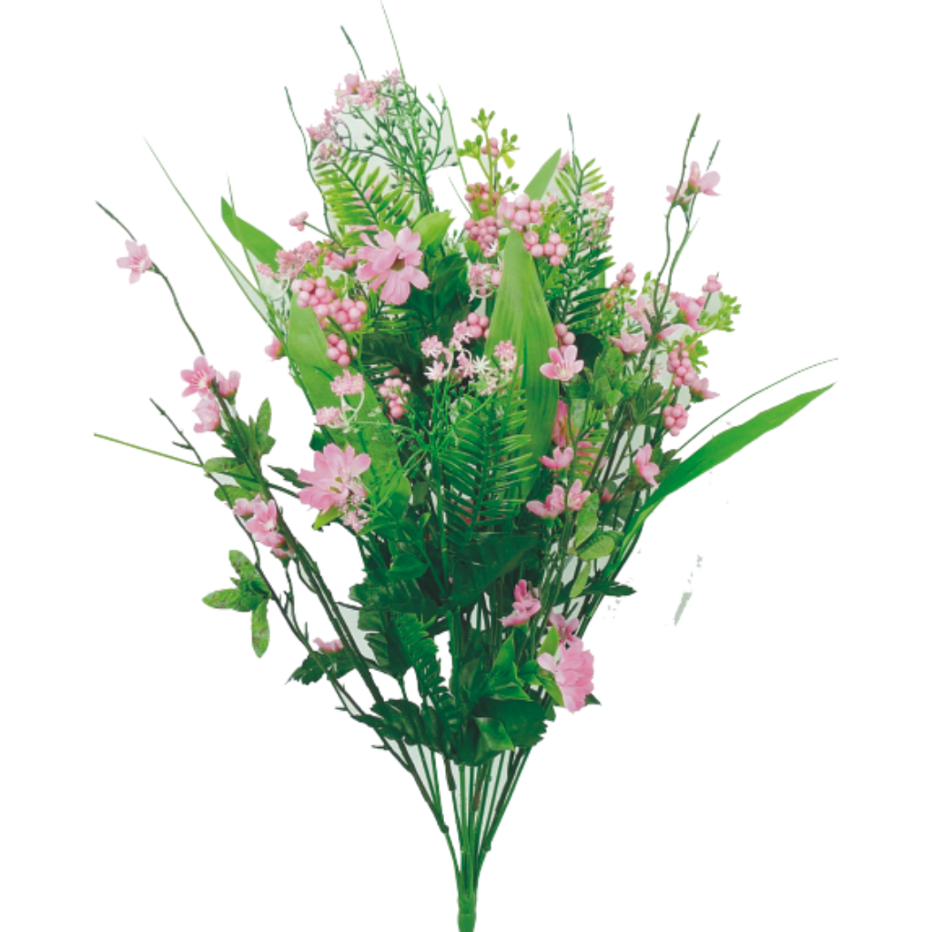 21" Berries Filler Bush - Pink flowers with Greenery