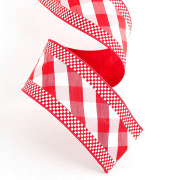 DTHY 4" x 5 YARDS Red Diagonal Stripe with Red Back Wired Ribbon