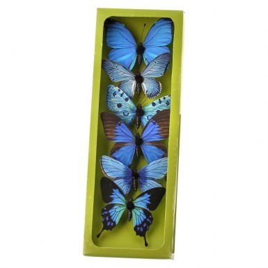 Regency 3" Blue Fabric Butterflies - Box of 6