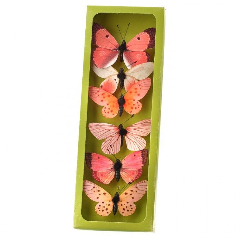 Regency 3" Coral Fabric Butterflies - Box of 6