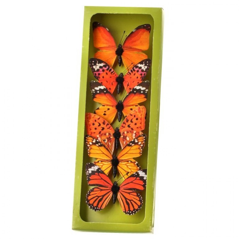 Regency 3" Orange Fabric Butterflies - Box of 6