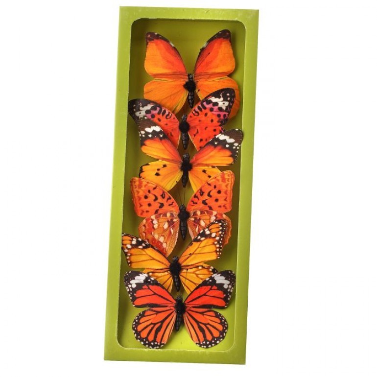 Regency 4.25" Orange Fabric Butterflies - Box of 6