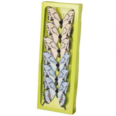 Regency 3" Fabric Butterflies in Blue/Ivory - Box of 6