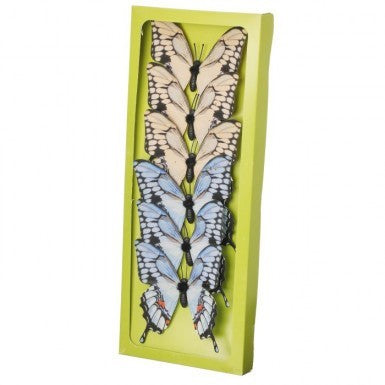 Regency 4.25" Fabric Butterflies in Blue/Ivory - Box of 6