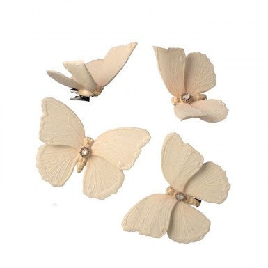 Regency 4" Jeweled Butterfly Clips in Cream Blush with Jewel Detail & light shimmer - set of 2