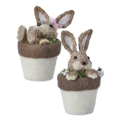 Regency 8" Sisal Bunny Butt in Wool covered Pot - Set of 2 in natural
