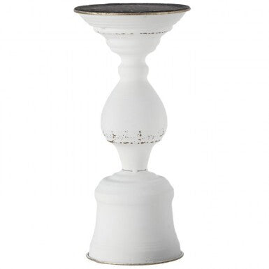 Regency 11.75" Weathered White Metal Chalice Pillar Candle Holder