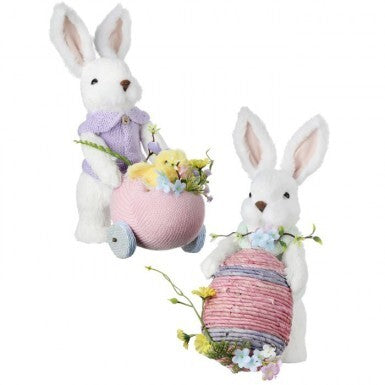 Regency 10.25" Furry Bunny with Wrapped Egg - Set of 2, 1 of each style
