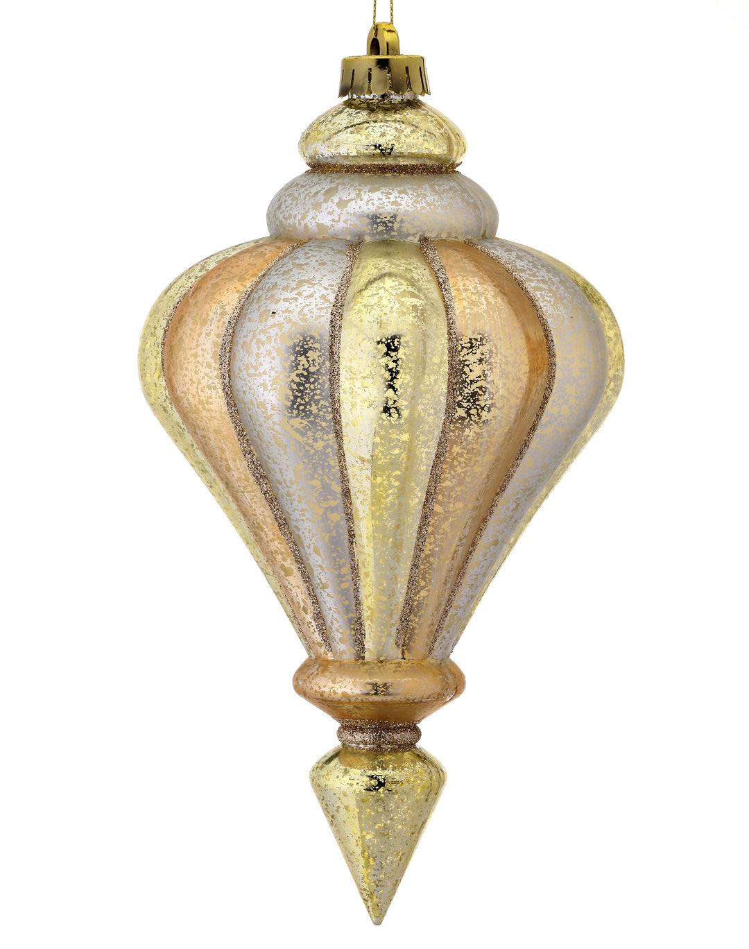 Regency 10" Striped Mercury Finial Ornament in Gold/Silver