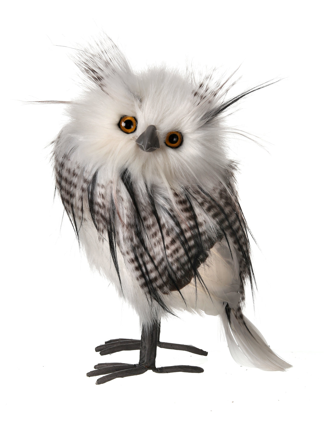 Regency 9" Guinney Feather Owl in White/black