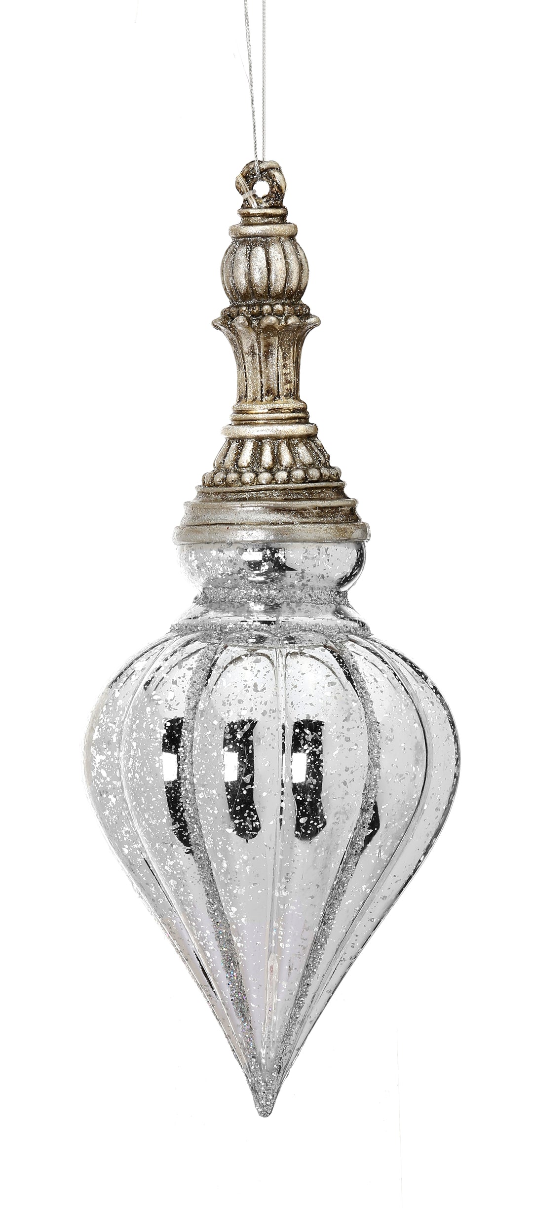 Regency 15" Glitter Silver Mercury Finial Ornament