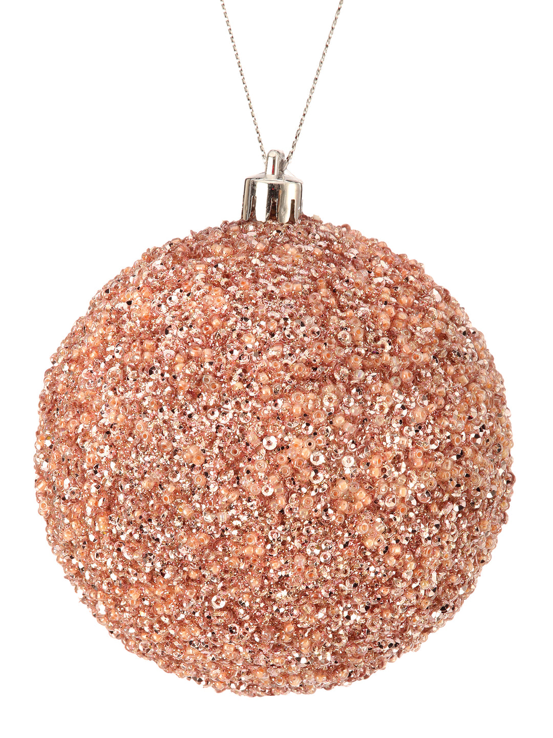 Regency 4.5" light Pink Glitter Sequin Iced Ball Ornament