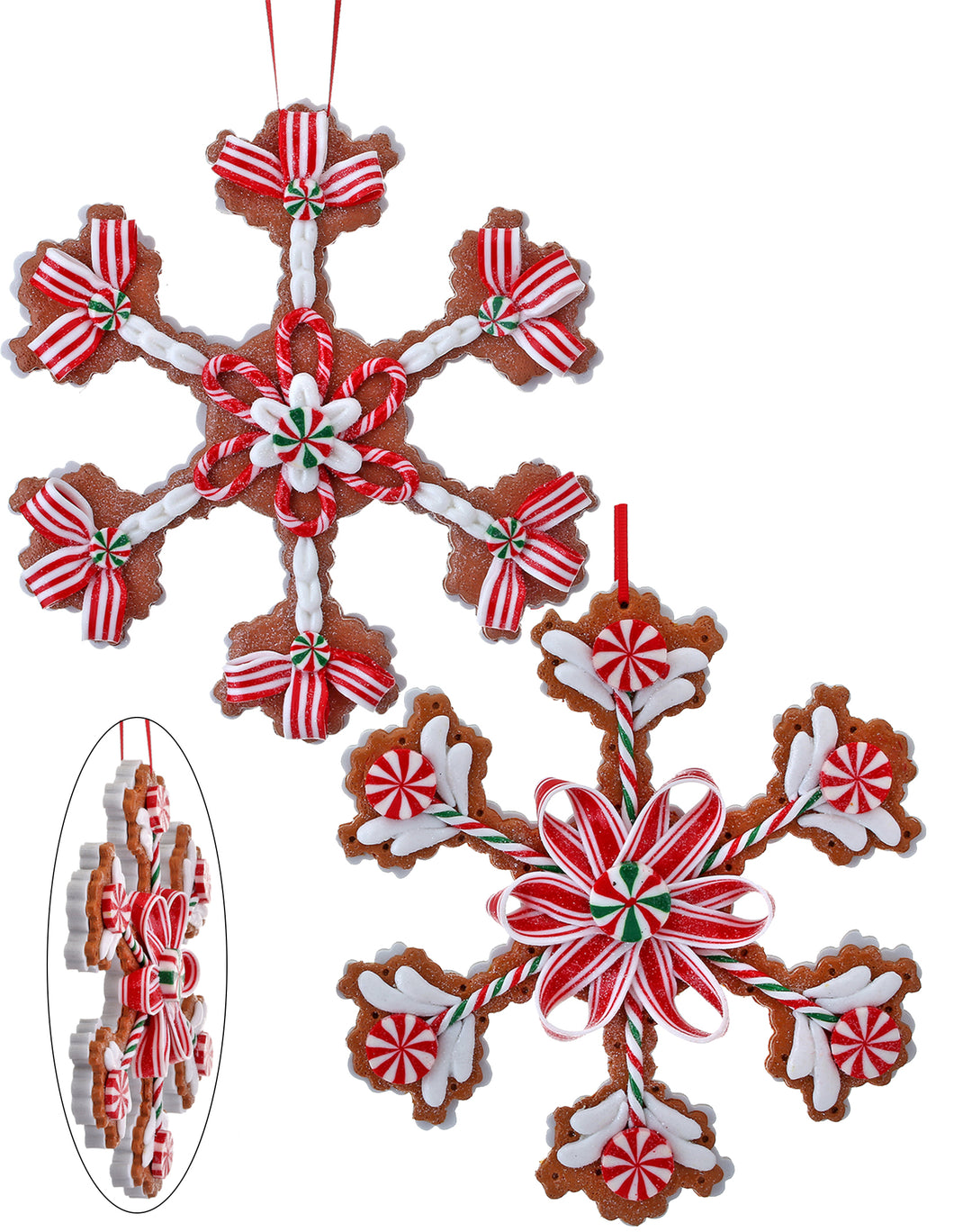 Regency 8.5" Claydough Candy Snowflake Ornaments - Set of 2