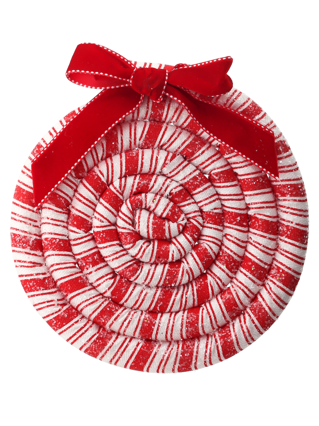 Regency 8.5" Frosty Peppermint Disc w/Bow Ornament/Attachment in Red/White