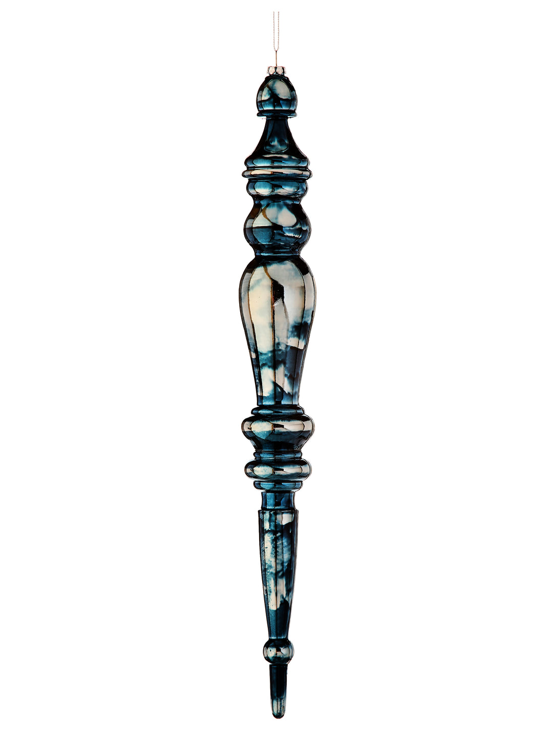 Regency 16" Blue/Chrome Icicle Finial Ornament/Attachment in Midnight Blue