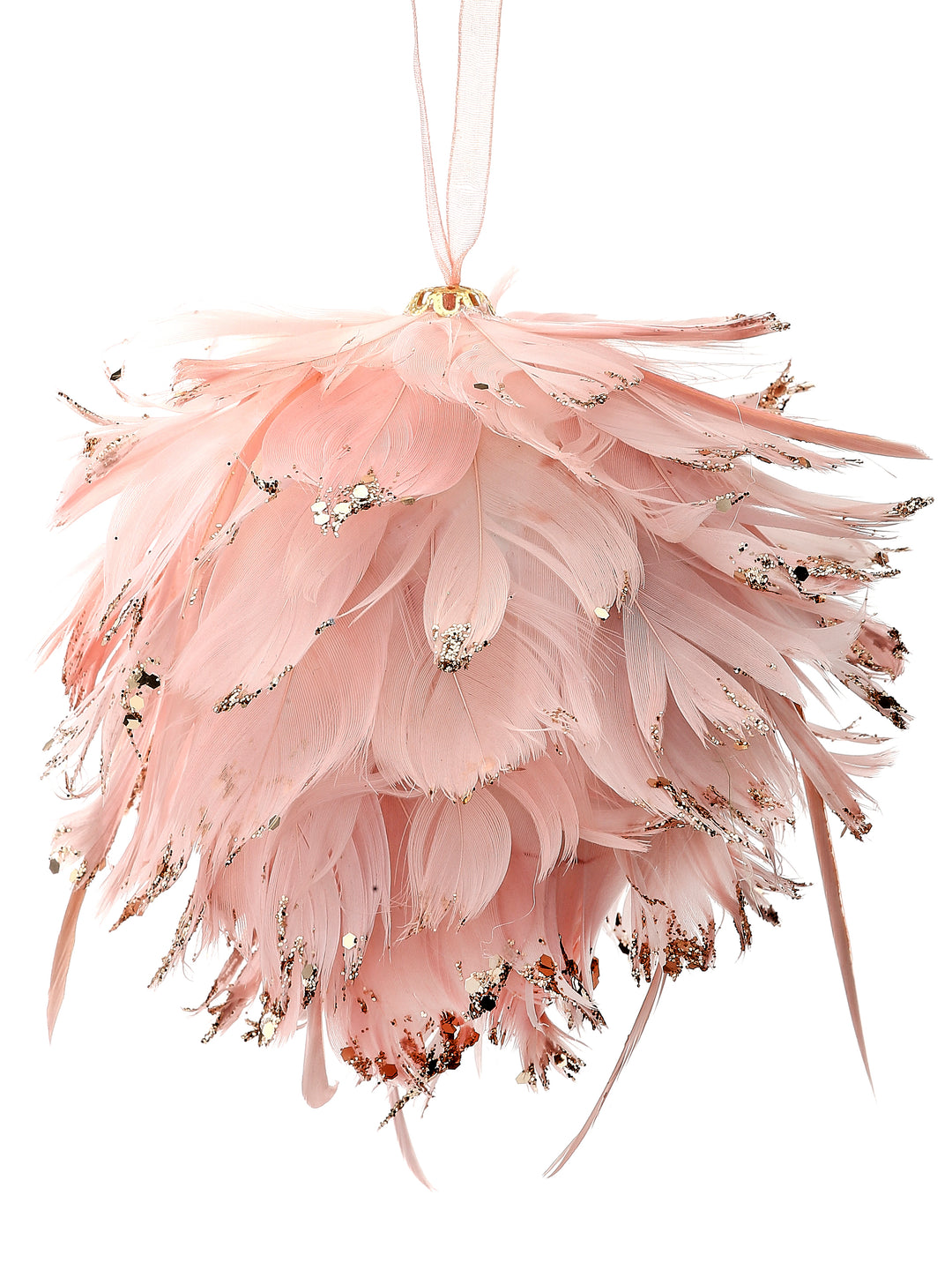 Regency 5" Glitter Tip Feather Ball Ornament/Attachment in Pink