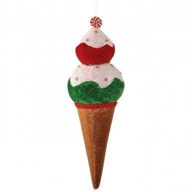 Regency 15" Fabric Peppermint Ice Cream Cone in Red/White/Green