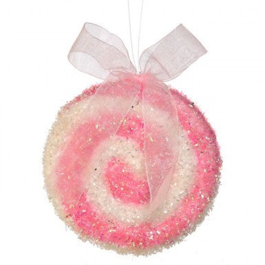 Regency 5" Sparkle Candy Swirl Disc with Bow in Pink/White