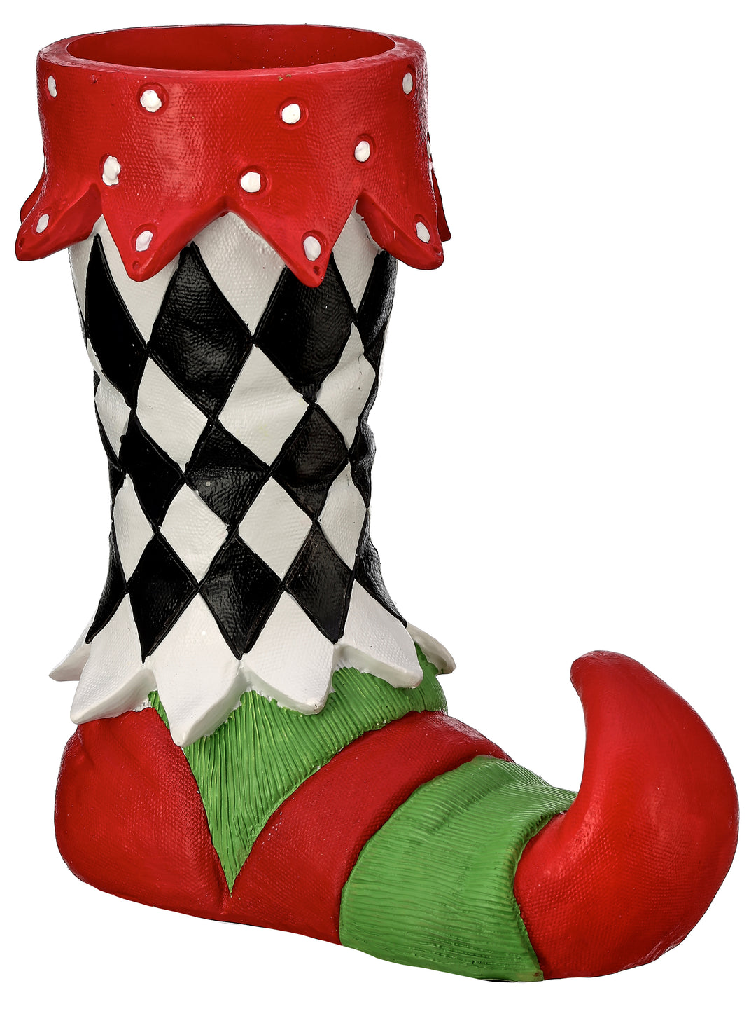 Regency 8.3" Resin Elf Boot Harlequin Candle Holder