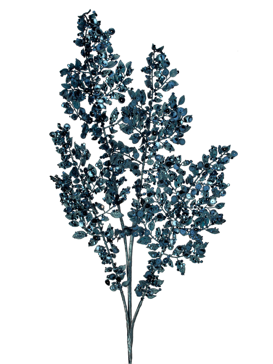 Regency 33" Metallic Leaves Sequin Spray x 4 in Midnight Blue