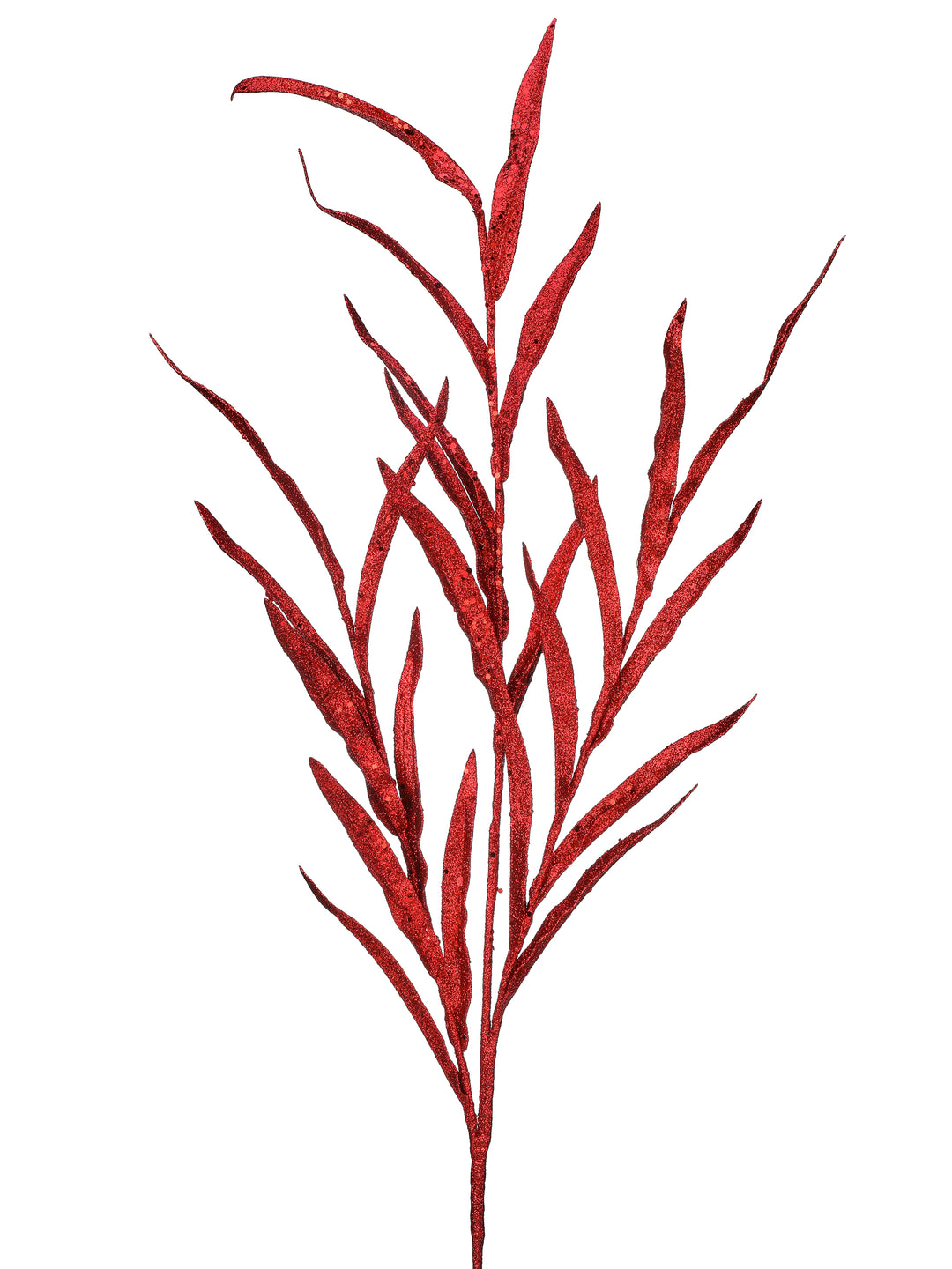 Regency 28" Glitter Sequins Blade Grass Spray in Red