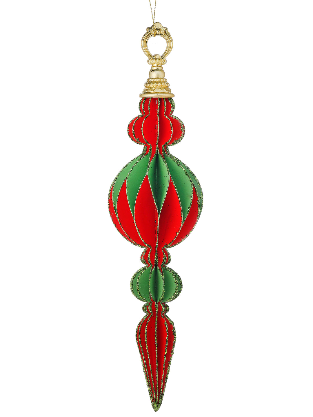 Regency 11.75" Cardboard Finial Ornament in Red/Green