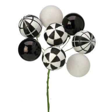 12" Regency 40MM/1.6" Mixed Plaid Ball Bunch x8 in Black/White
