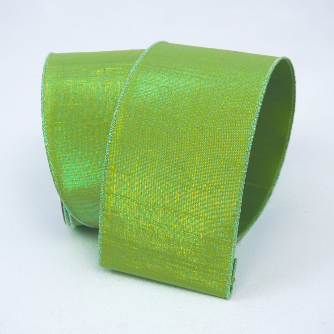 Farrisilk LUXURY 4" x 10 YD Color Accent Wired Ribbon in Lime